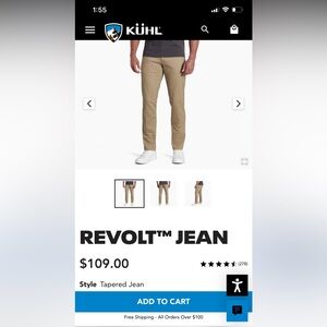 KUHL men’s Revolt Jean 34x32